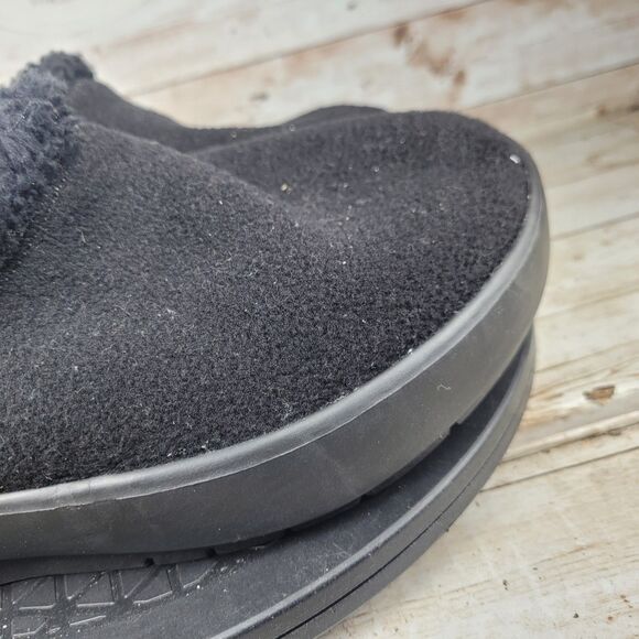 OOFOS OOcoozie Mule Slippers Men\'s Size 11 Black Sherpa Lined Comfort Slip On